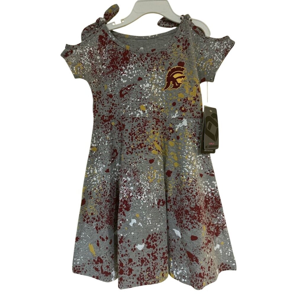 NEW USC Trojans Colosseum Athletics Red SS Paint Sweet Pea Dress Toddler 3T